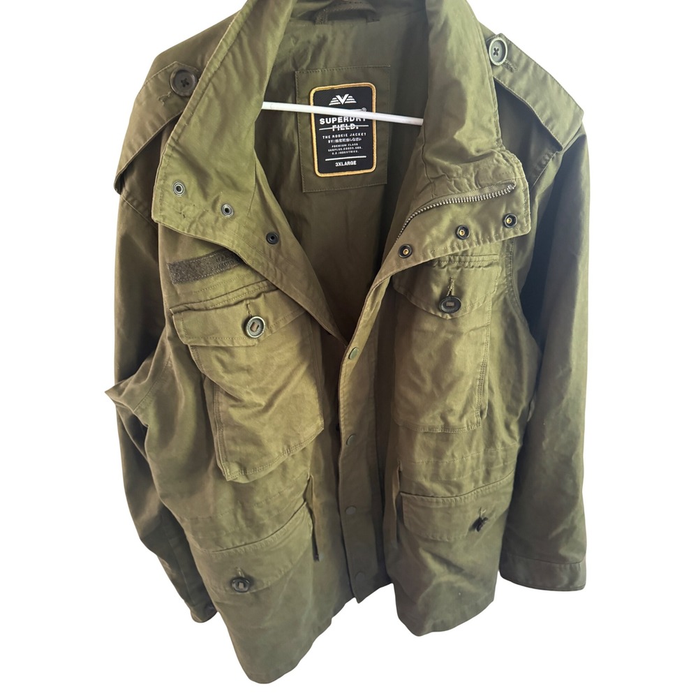 Superdry Field The Rookie Jacket Mens 3XL Olive Green Military Utility Coat